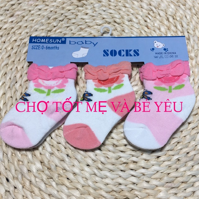 Set 3 Vớ Chân Cho Bé Cotton Cao Cấp Dễ Thương (0-8kg)