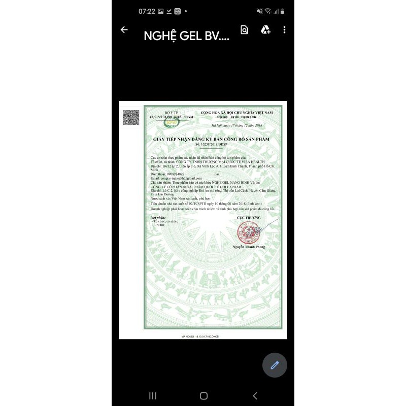 Nghệ Gel Bình Vị Nano.Hộp 30 gói