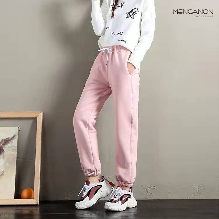 Quần jogger lót lông cừu màu đen, màu hồng cực ấm cho mua đông năm nay- hàng Quảng Châu loại 1