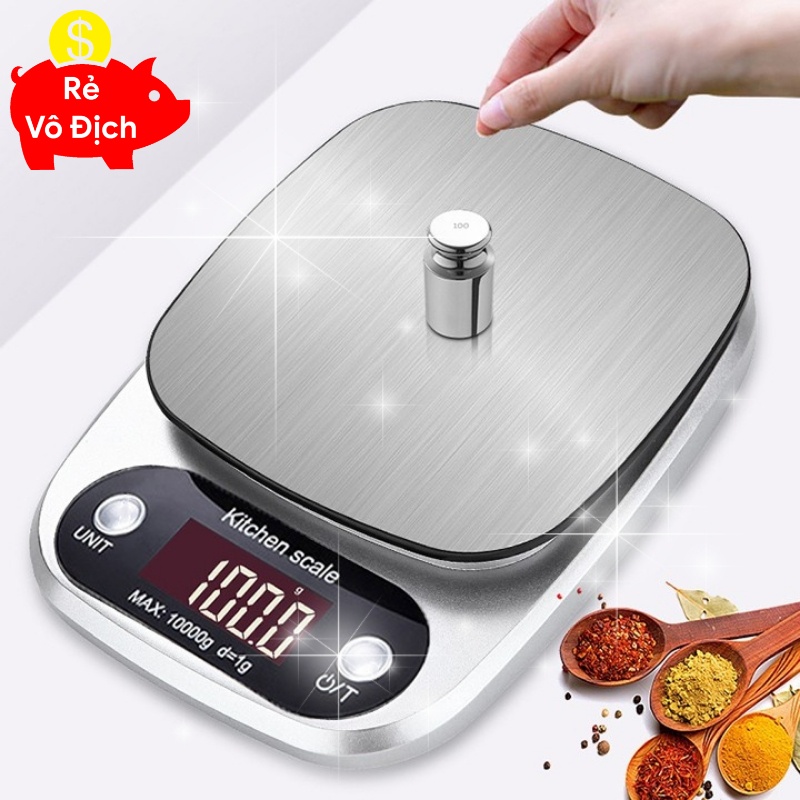 Cân Tiểu Ly Điện Tử MINI Định Lượng 1G/10KG - Cân Làm Bánh, Pha Chế Độ Chính Xác Cao - Tặng Kèm 2 Pin AA