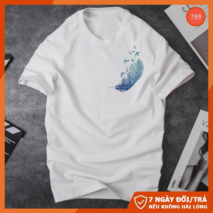 Áo phông trắn nam tay ngắn cổ tròn chất mát in 3D Lông Vũ mã CZ63 | BigBuy360 - bigbuy360.vn
