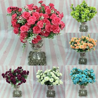 Bó hoa hồng 5 cành 15 bông nhân tạo giả lụa trang trí tiệc cưới