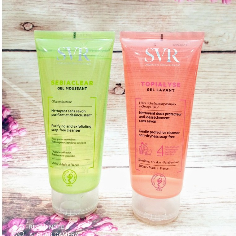 Sữa rửa mặt dạng gel không chứa xà phòng SVR dạng tuýp 200ml hàng Pháp
