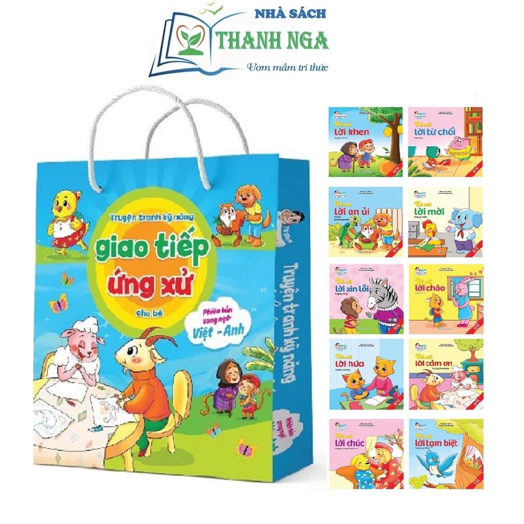 Sách - Truyện tranh kỹ năng giao tiếp ứng xử cho bé 2+ (có file âm thanh) -Trọn bộ 10 cuốn