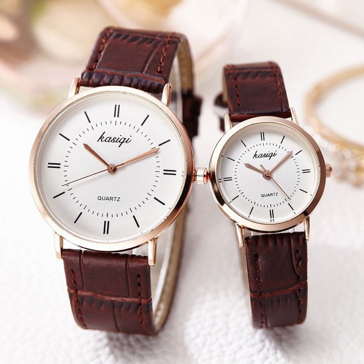 [QUÁ ĐẸP] ĐỒNG HỒ CẶP ĐÔI NAM NỮ DÂY DA KASIQI MẶT TRÒN LA MÃ CỰC ĐẸP | BigBuy360 - bigbuy360.vn