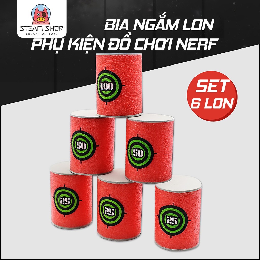 Set 6 Lon Mục Tiêu Ghi Điểm Xốp EVA Xếp Tầng, Bia Ngắm Phụ Kiện Đồ Chơi NERF