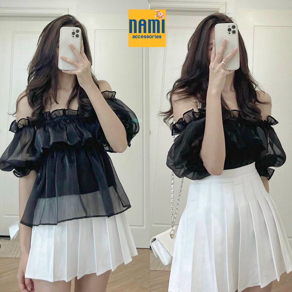 ( HÀNG CHUẨN ĐẸP ) Áo Nhún Bèo Trễ Vai Tay Phồng Tiểu Thư Siêu Đáng Yêu Quyến Rũ Mặc Là Mê - ATNU036