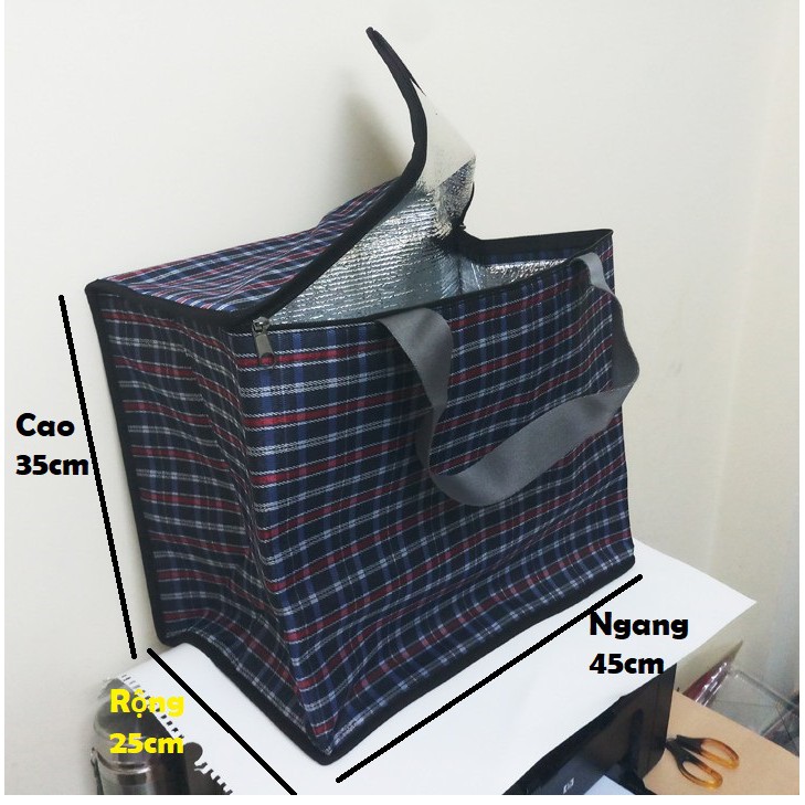 Túi giữ nhiệt vả bố dày gấp gọn sau khi sử dụng Size 45x35x25cm nhiều màu sắc và hoa văn