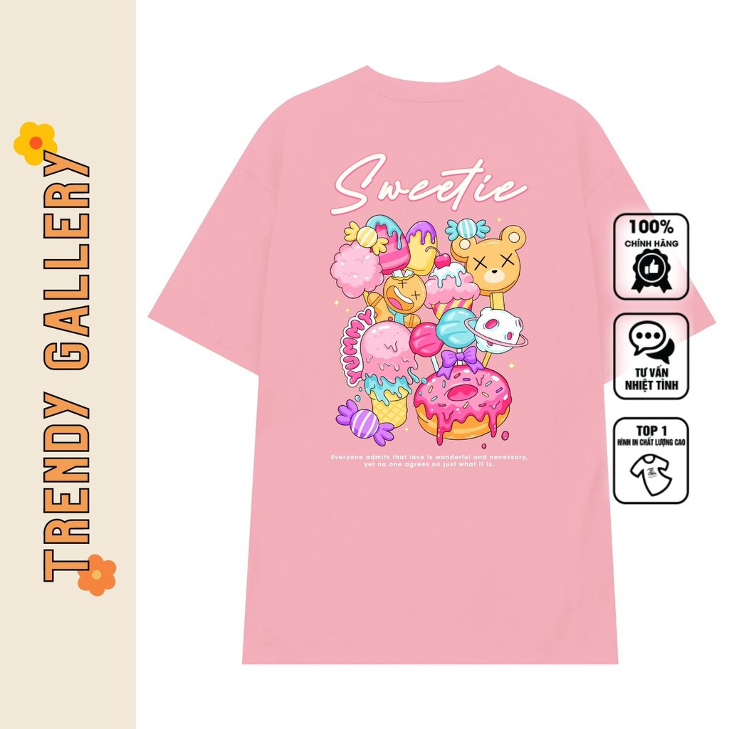 Áo Phông Nữ Form Rộng "sweetie" Trendy Gallery, Áo Thun Tay Lỡ Unisex In Hình Dễ Thương Ngọt Ngào Tv5072
