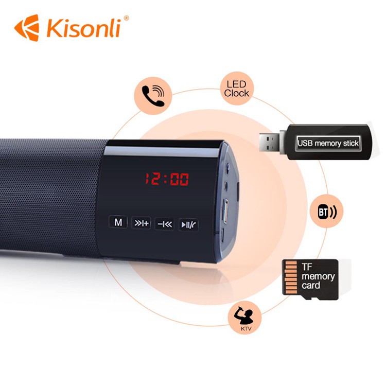 Loa bluetooth dạng thanh Kisonli LED-800 TWS kết nối cùng lúc 2 loa - tích hợp màn hình LCD hiện giờ (nhiều màu)