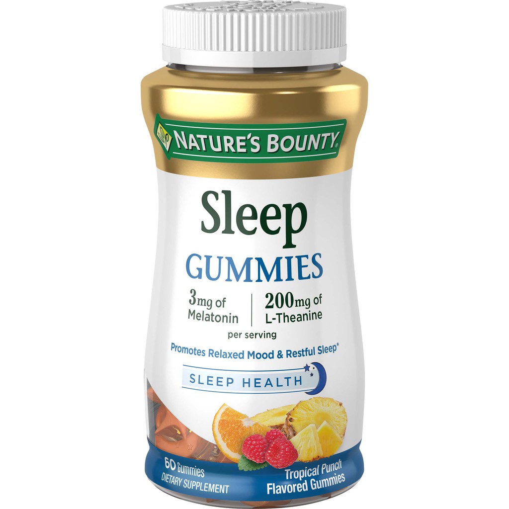 [Mã GROSALE giảm 10% đơn 150K] Kẹo dẻo Sleep Gummies Nature’s Bounty hỗ trợ giấc ngủ 3mg 60 viên Date xa
