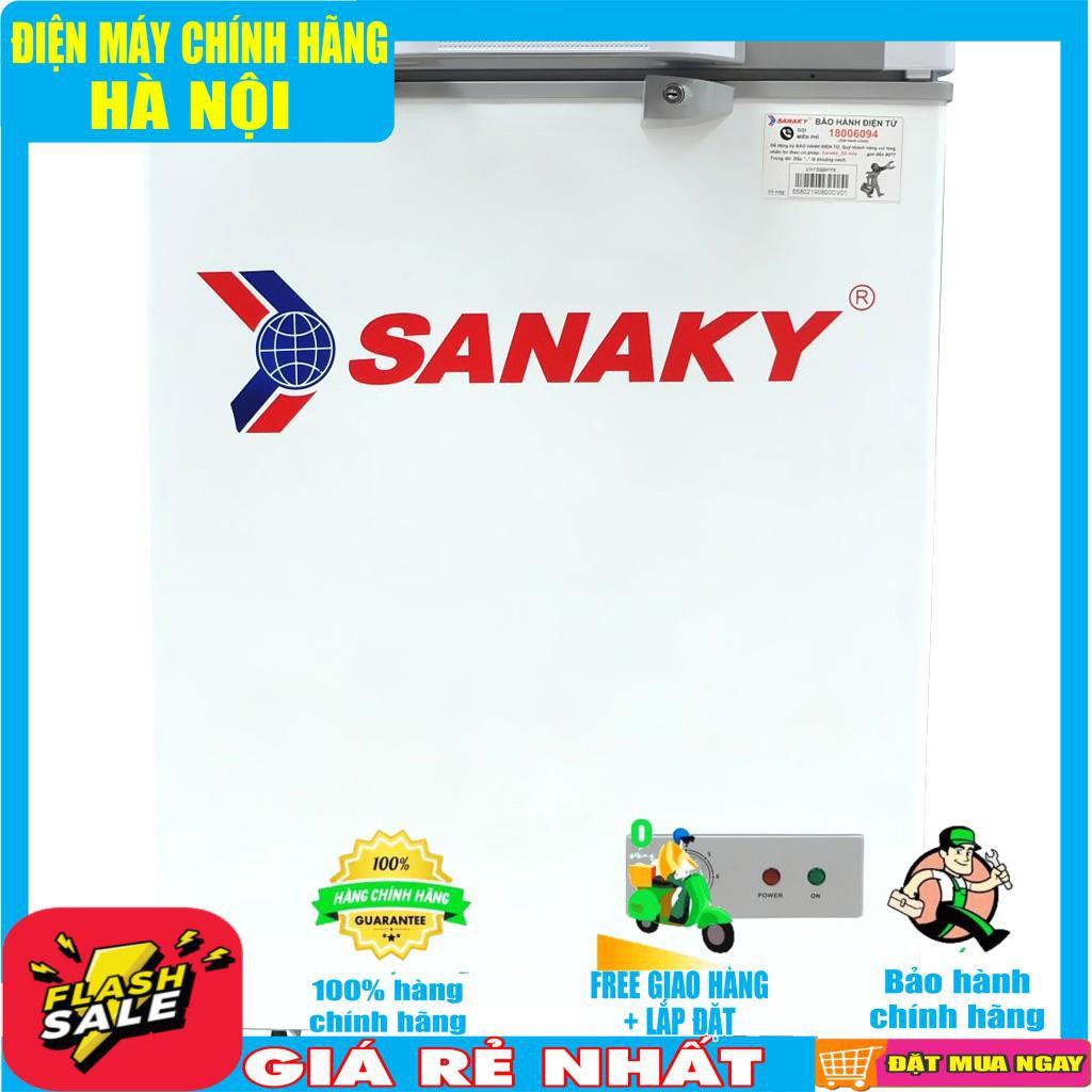 Tủ đông Sanaky mặt kính 1 chế độ ( xanh ) VH-1599HYKD