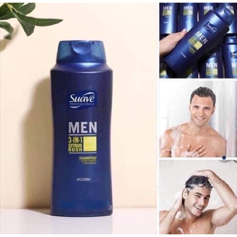 Sữa tắm gội Suave 3in1 For Men