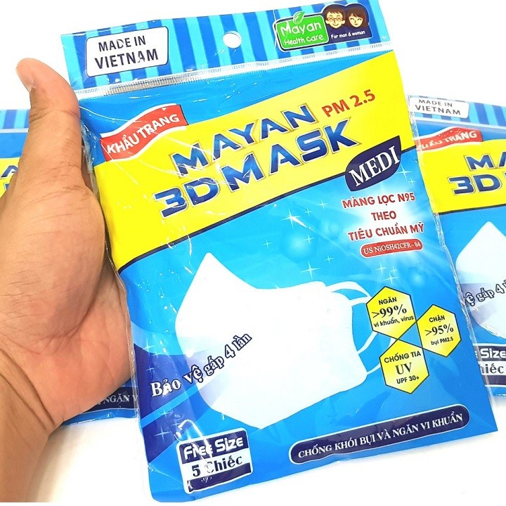 Khẩu Trang Mayan 3D Mask Pm2.5 Medi Freesize Màng Lọc N95