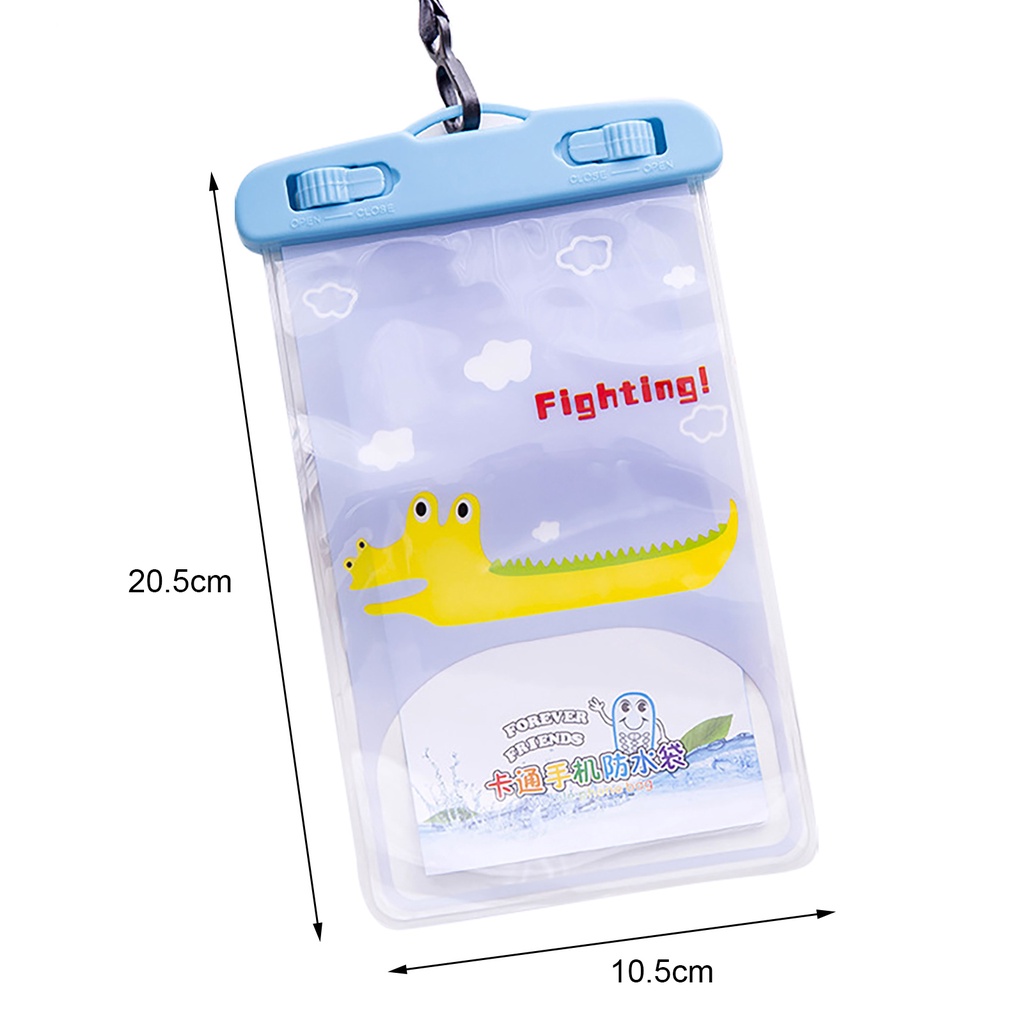Túi đựng điện thoại trong suốt chống nước ip68 họa tiết hoạt hình đáng yêu + dây đeo