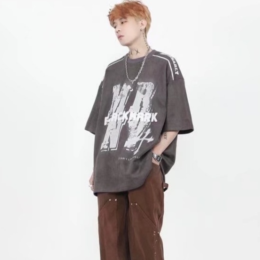 Áo Thun Tay Ngắn Cổ Tròn In Chữ Phong Cách Hàn Quốc Thời Trang Cho Nam