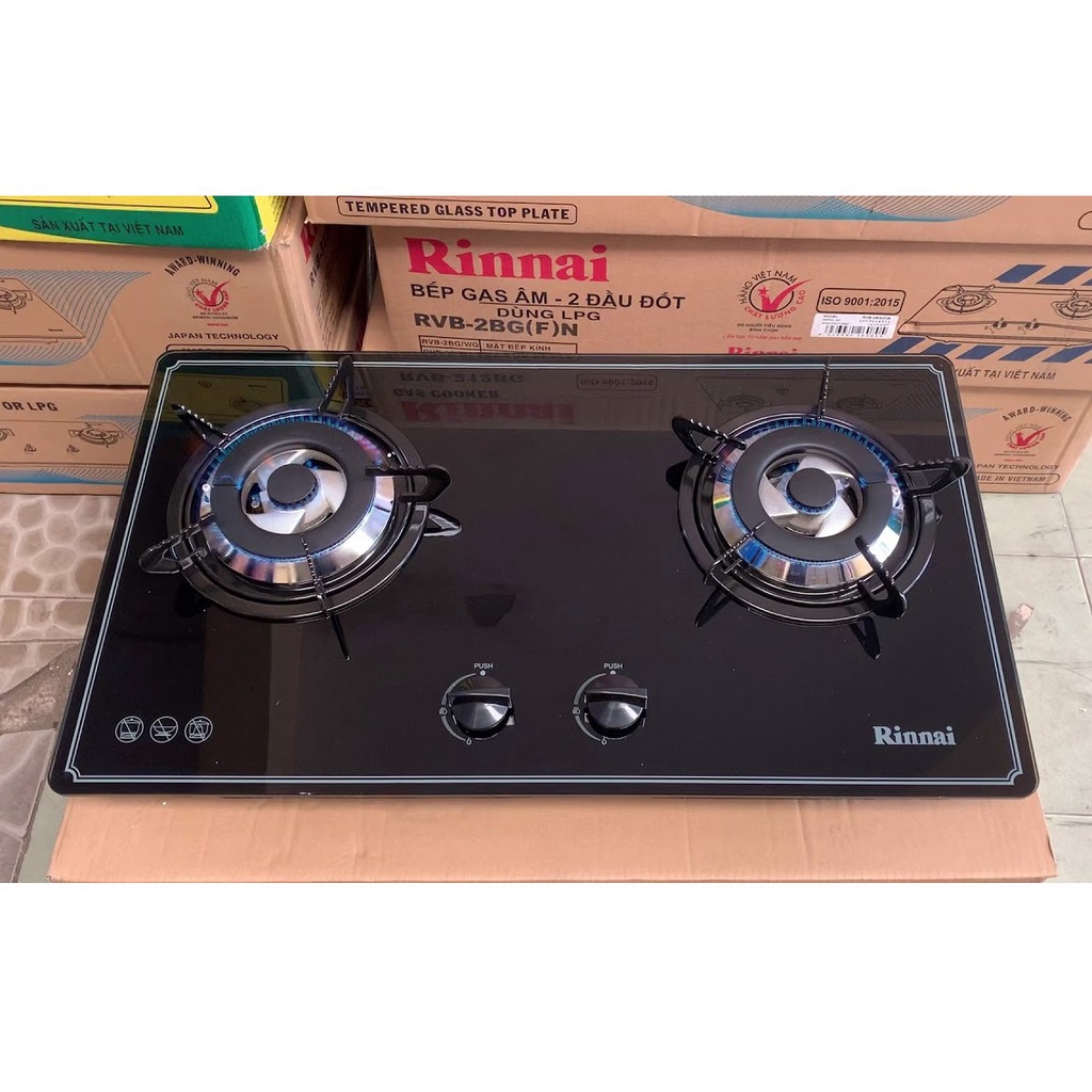 Bếp gas âm Rinnai RVB 2BGN ✅ Đánh lửa IC , Cảm ứng ngắt gas, Bảo Hành 2 Năm