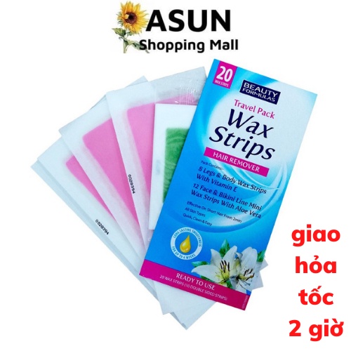 Miếng Wax Lông Ria Mép, Bikini, Tay, Chân (Gói 20 Miếng) Beauty Formulas KHÔNG GÂY ĐAU Anh Quốc