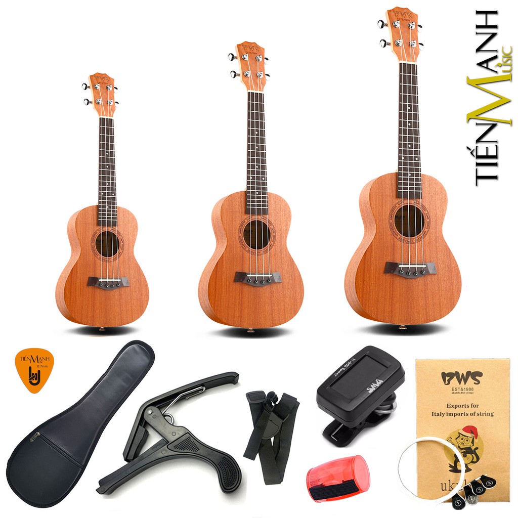 Đàn Ukulele Concert, Tenor, Soprano Chính Hãng BWS B01 - Bảo trì trọn đời (Uku Gỗ Mahogany Tiến Mạnh Music nhập khẩu)