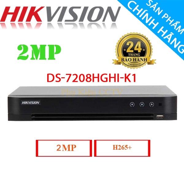 Đầu ghi HIVISION 2MP  DS-7208HGHI-K1 H chất lượng hình ảnh HD1080p, Hỗ trợ camera có mic thu âm