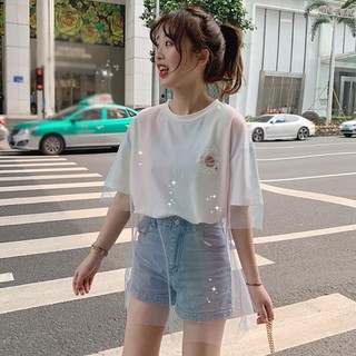 Áo Thun Phối Lưới Thời Trang Dành Cho Nữ