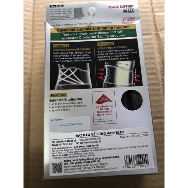 Băng đai bảo vệ khớp toàn diện vantelin support, đầu gối, cổ chân, khuỷu tay, cổ tay, đai lưng (hàng chính hãng nhật bản
