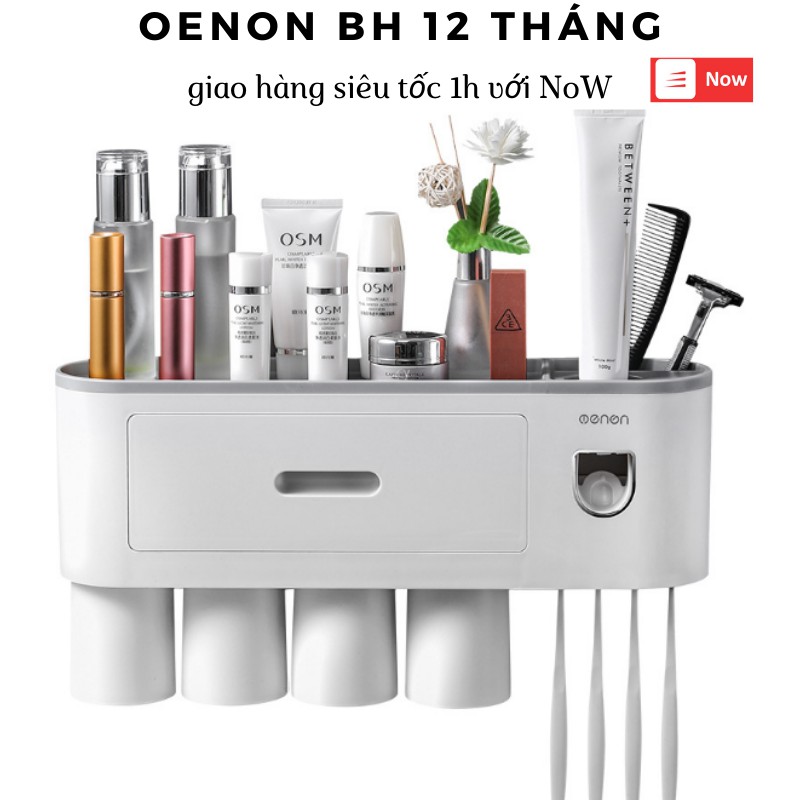 [GIÁ GỐC] Kệ Nhà Tắm Thông Minh OENON Kèm Cốc Hút Từ Tính Bộ Nhả Kem Đánh Răng tự động - asta store