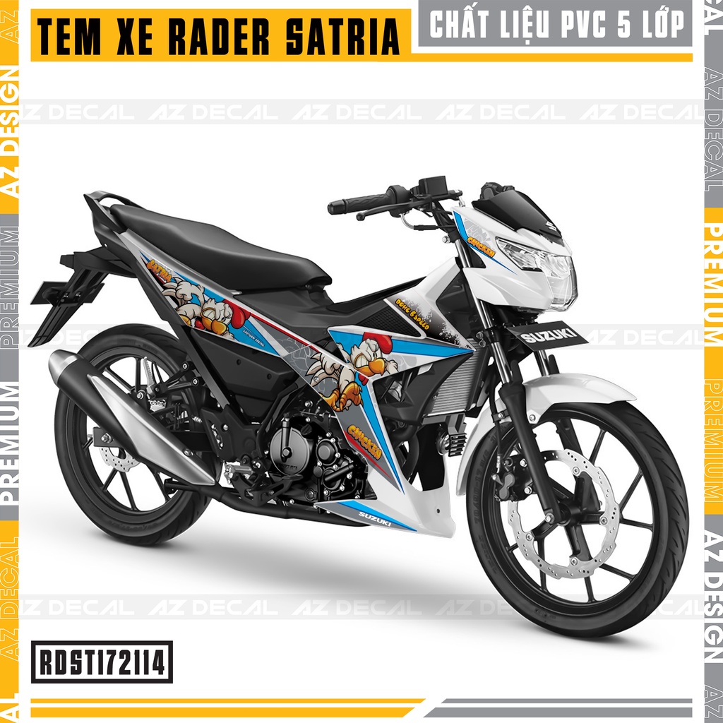 Tem Rời Xe Suzuki Raider - Satria Mẫu Chicken | RDST172114 | Decal Chế Chất Liệu PVC Chống Nước, Đa Dạng Màu Tem Cho Xe