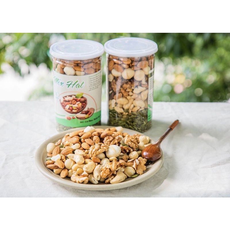 Hũ 500Gr Mix 5 Loại Hạt Dinh Dưỡng Cao Cấp (Macca, Hạnh Nhân, Điều, Bí, Óc Chó) Như Hình