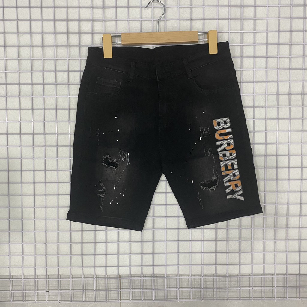 Quần short jean nam DSQ xám rách in BURBERY chất bò vải dày fỏm đẹp co dãn tốt cao cấp AHFASHION | BigBuy360 - bigbuy360.vn
