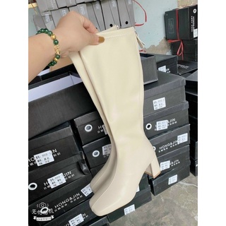 Boot Nữ Bốt Đùi Da Khoá Sau Gót Vuông 5cm