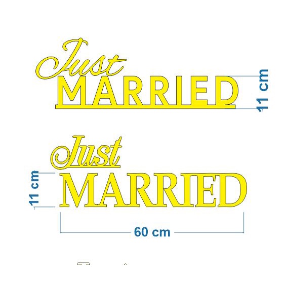Chữ hỷ trang trí xe cưới Just Married nằm ngang 60cm