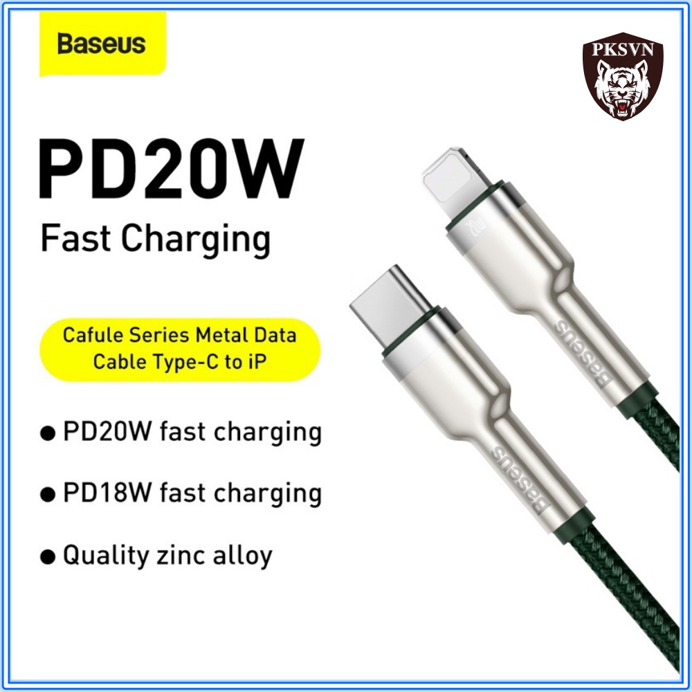 Dây Sạc Nhanh IP20w Cafule Metal Baseus-Cáp Sạc IP20w C to sạc nhanh 50% pin trong 30p