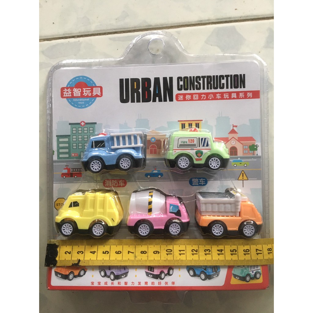 Set 5 xe tải chạy đà dễ thương phiên bản mini Urban - shop BÉ MẦM 06 HCM