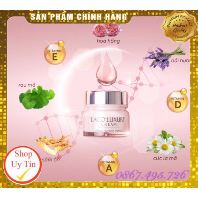 🔥CHÍNH HÃNG🔥KEM NGÀY LACO LUXURY 3IN1⚡️DƯỠNG DA_CẤP ẨM_CHỐNG NẮNG_TRẮNG DA_TĂNG KHẢ NĂNG ĐÀN HỒI DA_GIÚP DA CĂNG MỊN⚡️