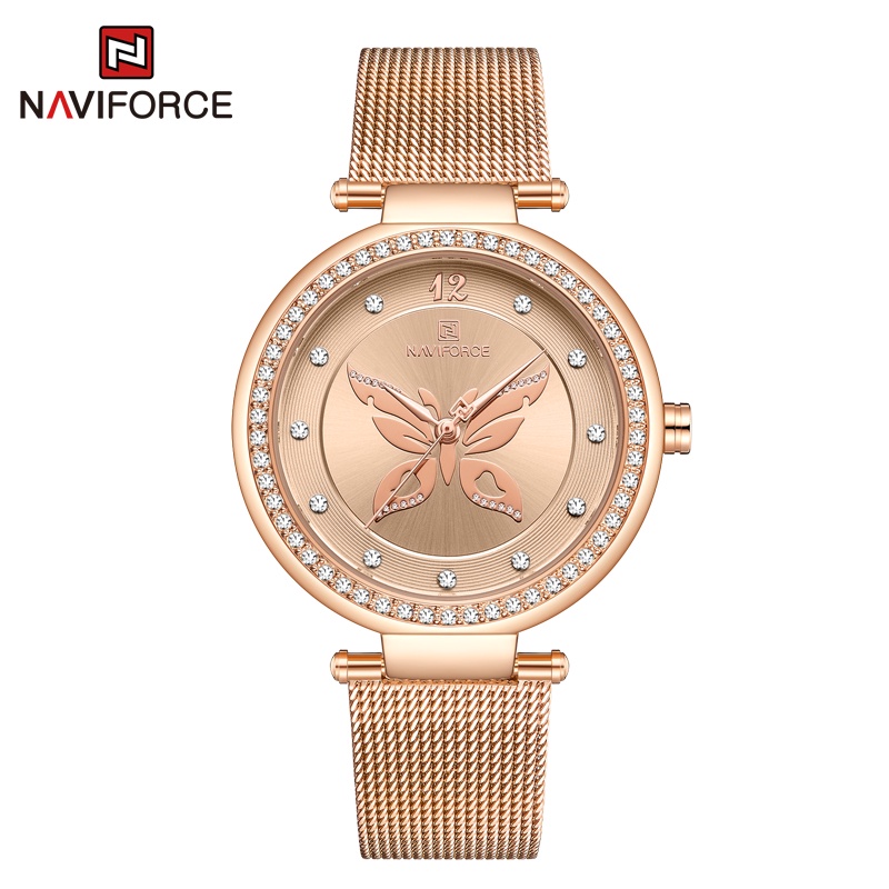 NAVIFORCE NF5018 Đồng hồ thạch anh chống thấm nước cho nữ có dây đeo bằng lưới