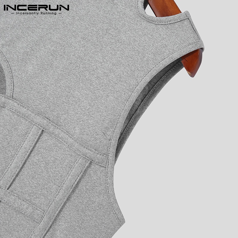 Áo thun ba lỗ Incerun màu trơn 3 màu tùy chọn thời trang cho nam