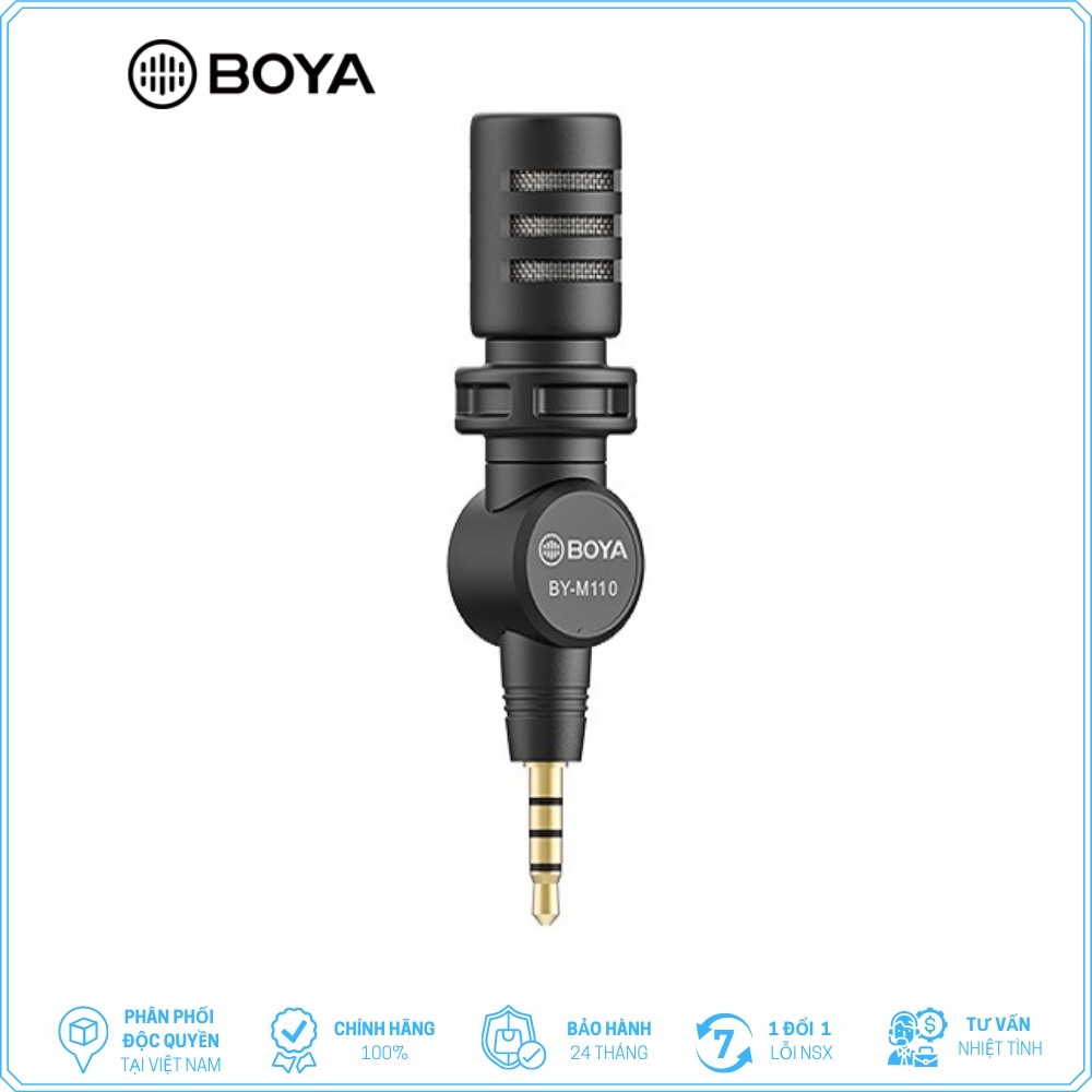 [Mã ELHACE giảm 4% đơn 300K] BOYA BY-M110 - Hàng Chính Hãng - Mic thu âm Mini cổng 3.5mm dàng cho Điện thoại/Laptop