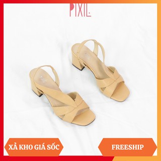 Sandal cao gót 5cm mũi vuông quai chun pixie x541
