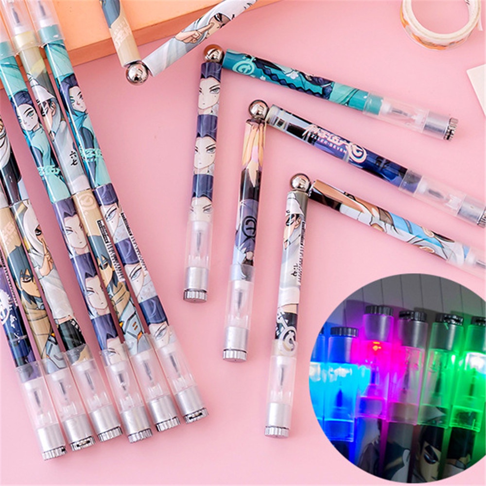 1 Bút Gel Xoay Gắn Đèn LED Hoạt Hình Đáng Yêu Dành Cho Học Sinh/Văn Phòng
