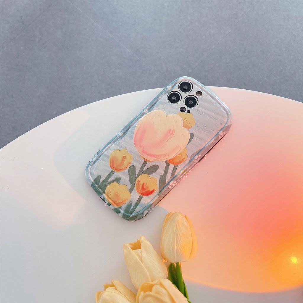 Ốp Điện Thoại Tpu Silicon Mềm Chống Sốc In Hình Hoa Tulip Cho iphone 11 12 13Pro Max XS Max X XS XR