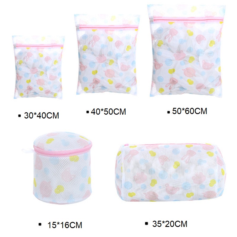 Túi Giặt Đồ Máy Giặt Set 5 Chiếc Lưới Giặt Quần Áo Đồ Lót Nhiều Kích Thước Khác Nhau Hoạ Tiết Ngộ Ngĩnh Tiện Lợi