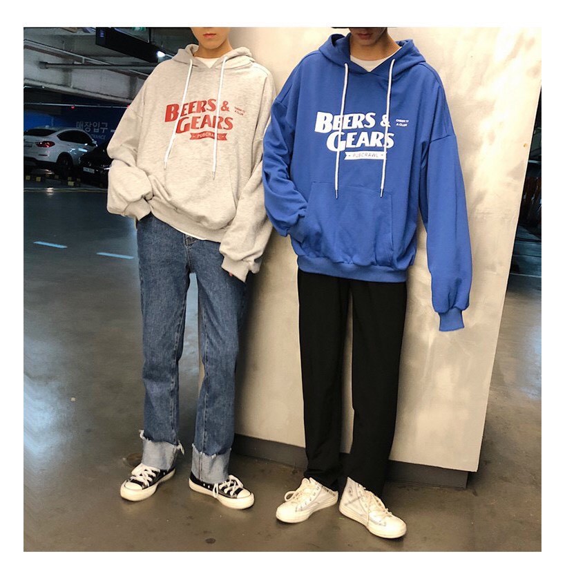 Áo Hoodie Chống Bụi 123SHOP Cho Nữ Cho Nam Có 3 Màu Sweater Form Rộng In Hình BEERS & GEARS unisex ulzzang | BigBuy360 - bigbuy360.vn