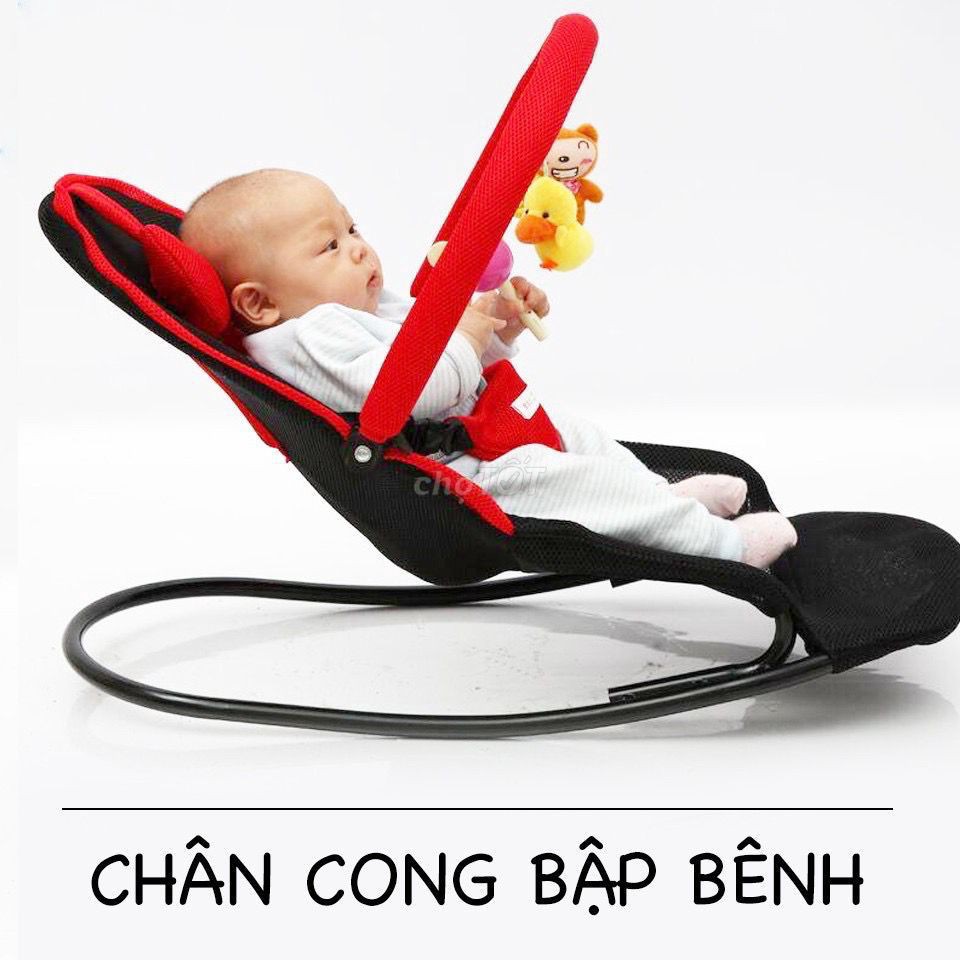 Ghế rung nhún Cao cấp chân chữ A/chân cong Tặng kèm đồ chơi + gối đầu