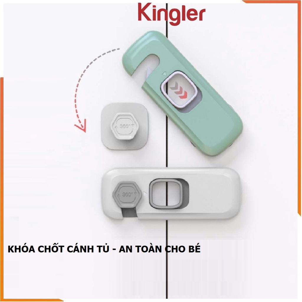 Khóa Chốt Cánh Tủ Kiểu Dáng Hiện Đại, Chốt Tủ Đa Năng, An Toàn Cho Bé, Sử Dụng Miếng Dán 3M Chắc Chắn, Kingler 3107