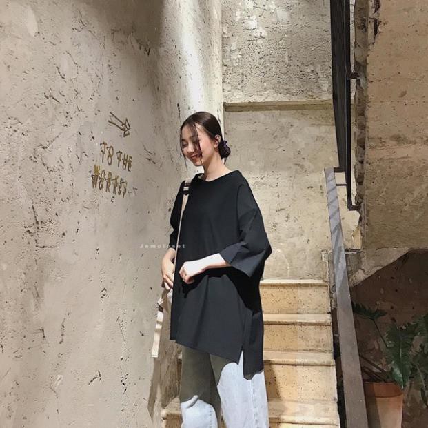 ÁO THUN TRƠN FORM RỘNG XẺ TÀ