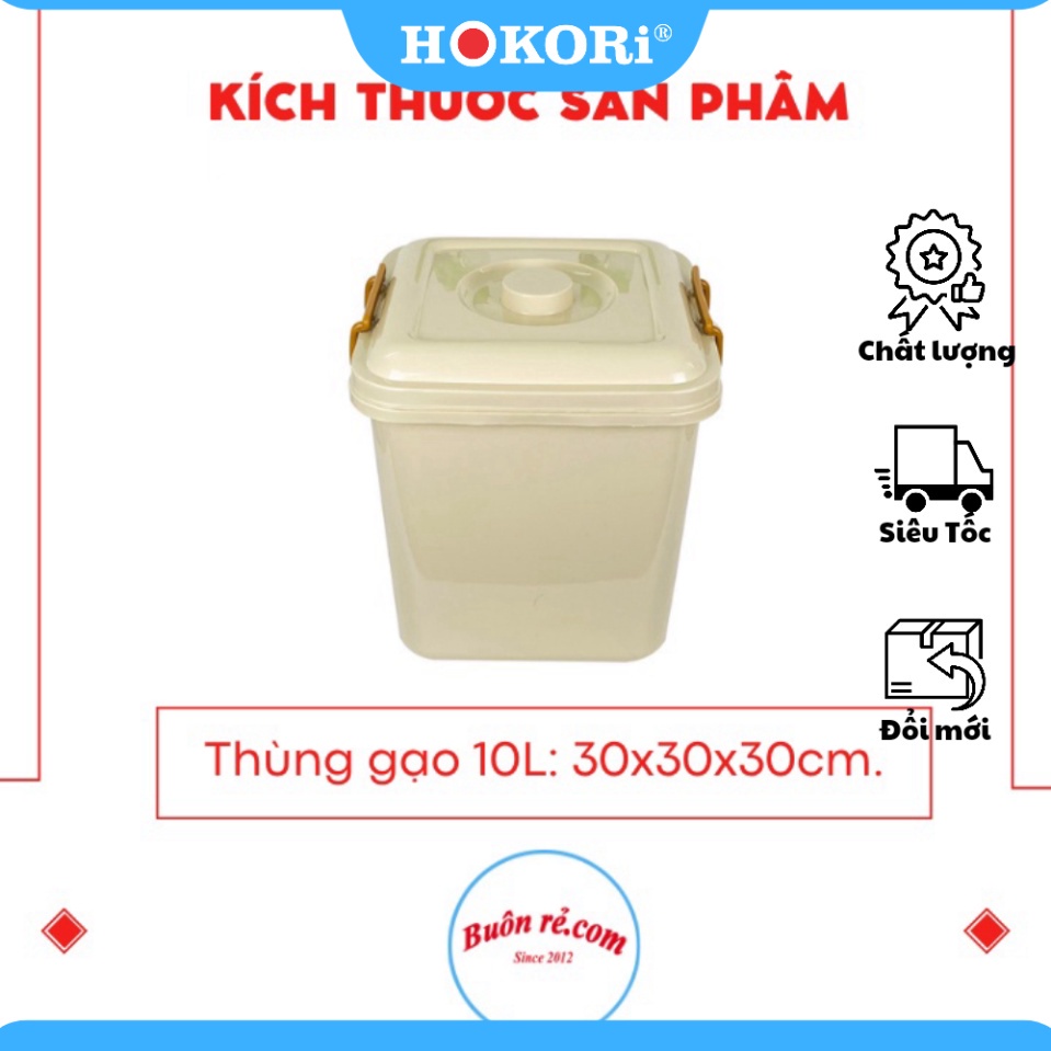 Thùng đựng gạo có nắp Việt Nhật (5351/5353) dung tích 10KG và 15kg, Thùng đa năng đựng gạo, đồ ăn khô tiện lợi, bền đẹp
