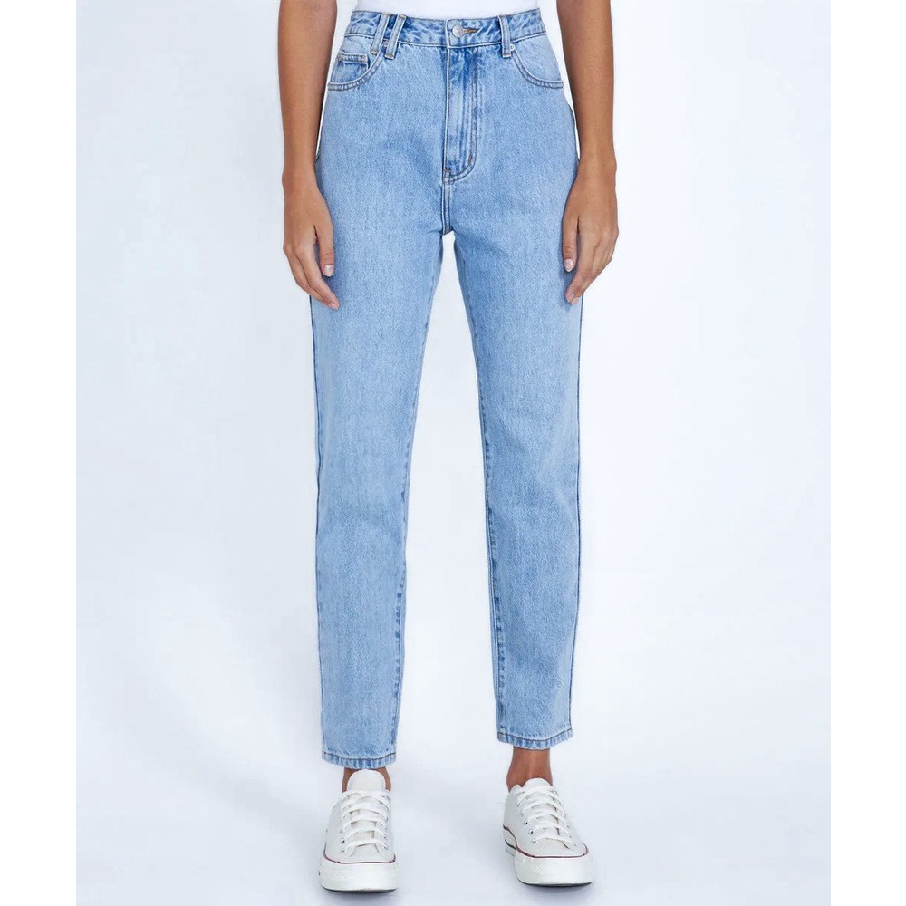 Quần Mom Jeans Nữ Lưng Cao Màu Xanh M-02D