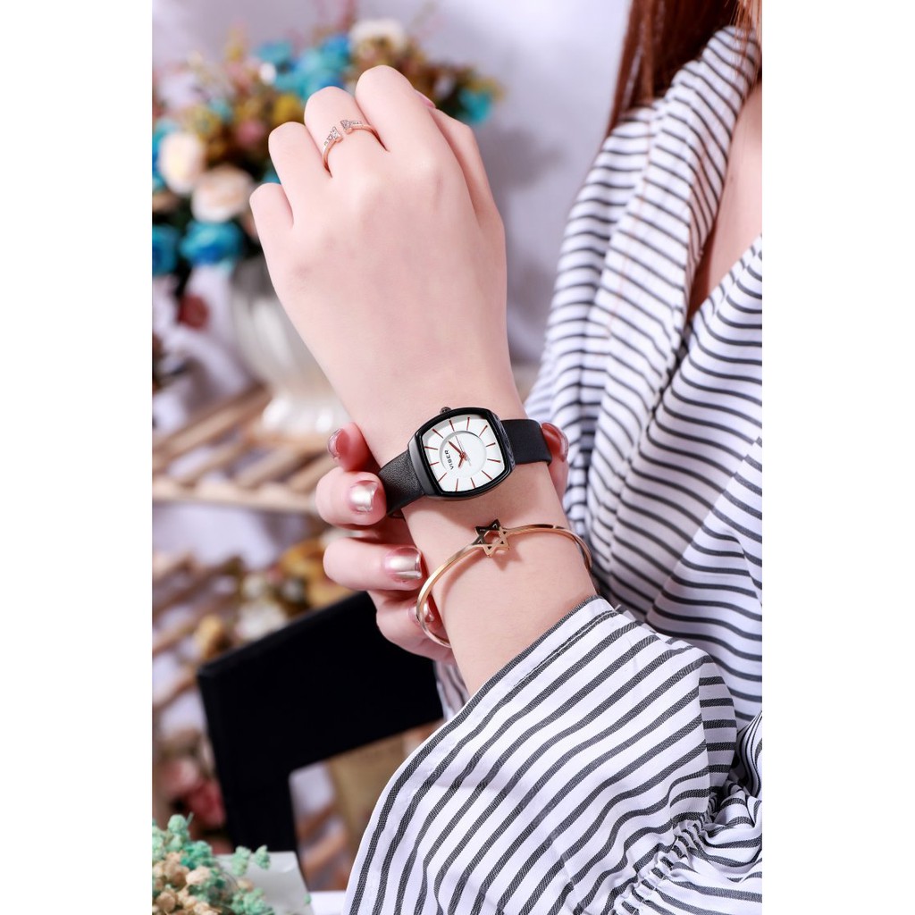 Đồng hồ nữ thời trang dây da mặt oval Yuhao Yu010