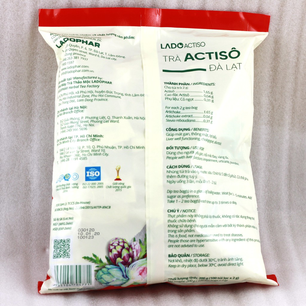 1 GÓI Trà Atiso túi lọc Ladophar 100 túi Trà -  Actiso Đà Lạt, món quà sức khỏe từ thiên nhiên | BigBuy360 - bigbuy360.vn